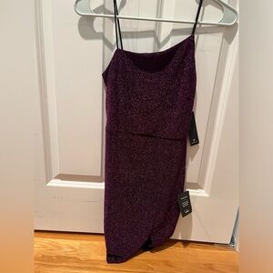 Lulus Purple Sparkly Asymmetrical Body Con Mini Dress Size Extra Small
